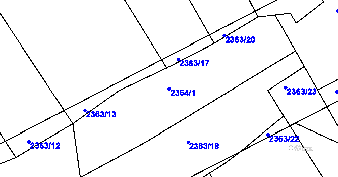 Parcela st. 2364/1 v KÚ Bystřice pod Hostýnem, Katastrální mapa
