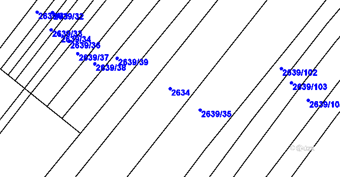 Parcela st. 2634 v KÚ Bystřice pod Hostýnem, Katastrální mapa