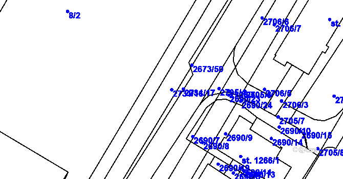 Parcela st. 2731/16 v KÚ Bystřice pod Hostýnem, Katastrální mapa