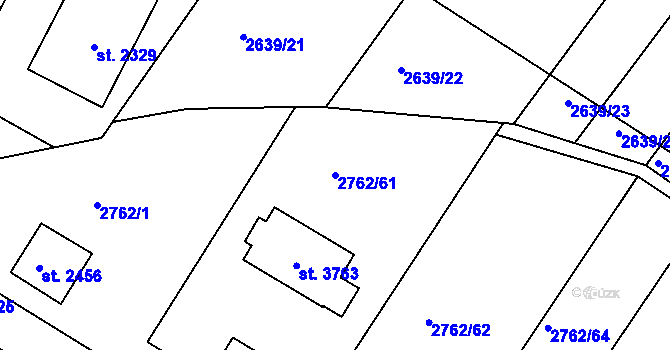 Parcela st. 2762/61 v KÚ Bystřice pod Hostýnem, Katastrální mapa