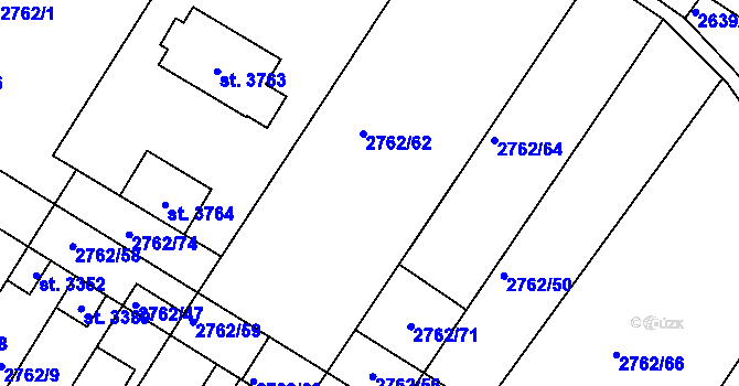 Parcela st. 2762/63 v KÚ Bystřice pod Hostýnem, Katastrální mapa