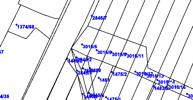 Parcela st. 3016/8 v KÚ Bystřice pod Hostýnem, Katastrální mapa