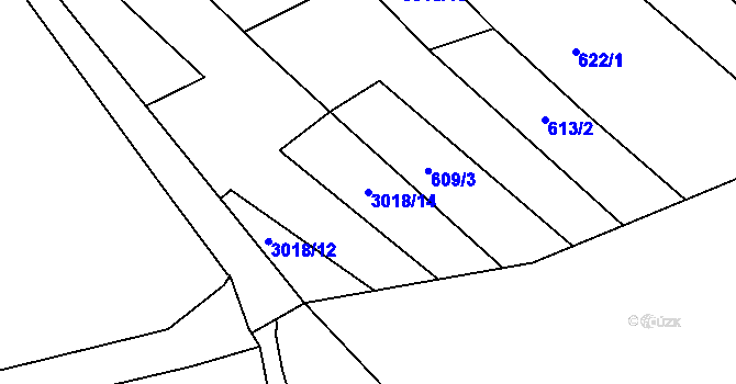 Parcela st. 3018/14 v KÚ Bystřice pod Hostýnem, Katastrální mapa