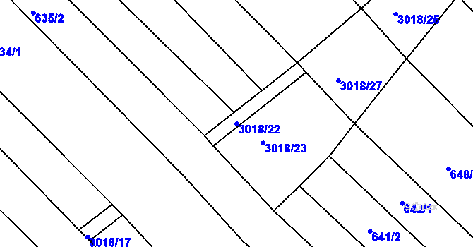 Parcela st. 3018/22 v KÚ Bystřice pod Hostýnem, Katastrální mapa