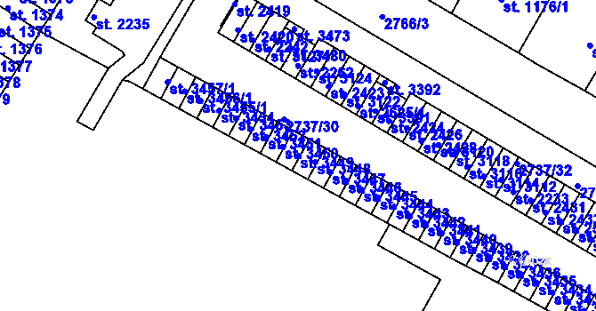 Parcela st. 3449 v KÚ Bystřice pod Hostýnem, Katastrální mapa