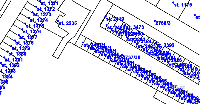 Parcela st. 3454 v KÚ Bystřice pod Hostýnem, Katastrální mapa