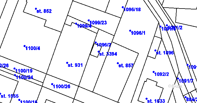 Parcela st. 3394 v KÚ Bystřice pod Hostýnem, Katastrální mapa