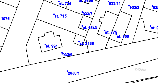 Parcela st. 3468 v KÚ Bystřice pod Hostýnem, Katastrální mapa