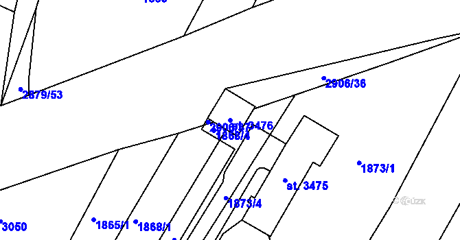 Parcela st. 3476 v KÚ Bystřice pod Hostýnem, Katastrální mapa