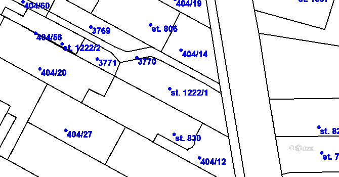 Parcela st. 1222/1 v KÚ Bystřice pod Hostýnem, Katastrální mapa