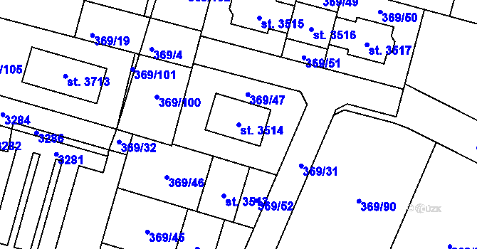 Parcela st. 3514 v KÚ Bystřice pod Hostýnem, Katastrální mapa