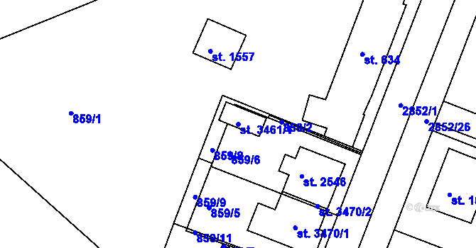 Parcela st. 3461/1 v KÚ Bystřice pod Hostýnem, Katastrální mapa