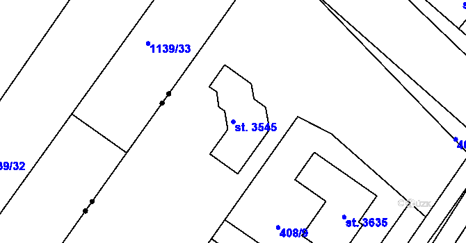 Parcela st. 3545 v KÚ Bystřice pod Hostýnem, Katastrální mapa
