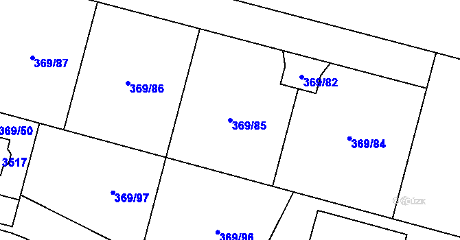 Parcela st. 369/85 v KÚ Bystřice pod Hostýnem, Katastrální mapa