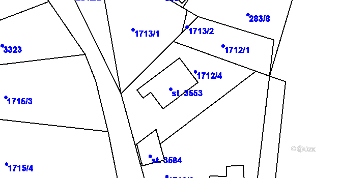 Parcela st. 3553 v KÚ Bystřice pod Hostýnem, Katastrální mapa