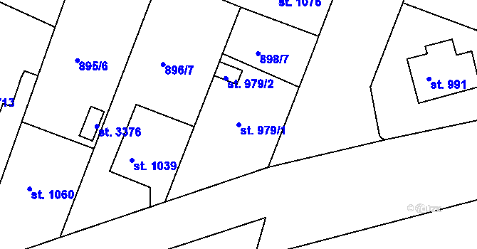 Parcela st. 979/1 v KÚ Bystřice pod Hostýnem, Katastrální mapa