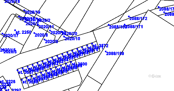 Parcela st. 3571 v KÚ Bystřice pod Hostýnem, Katastrální mapa