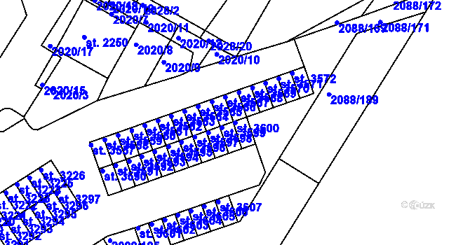 Parcela st. 3600 v KÚ Bystřice pod Hostýnem, Katastrální mapa