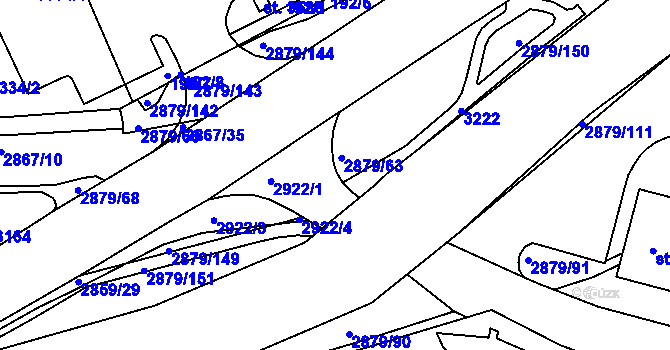 Parcela st. 2879/148 v KÚ Bystřice pod Hostýnem, Katastrální mapa