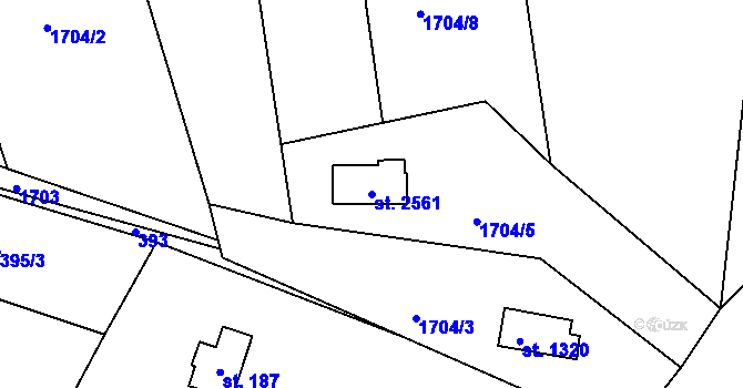 Parcela st. 2561 v KÚ Bystřice pod Hostýnem, Katastrální mapa