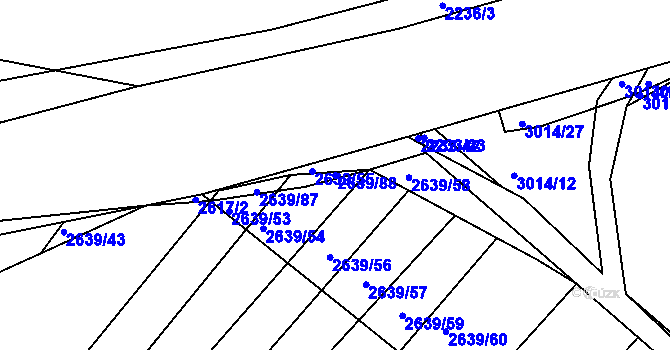 Parcela st. 2639/88 v KÚ Bystřice pod Hostýnem, Katastrální mapa