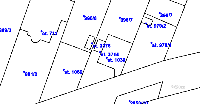 Parcela st. 3714 v KÚ Bystřice pod Hostýnem, Katastrální mapa