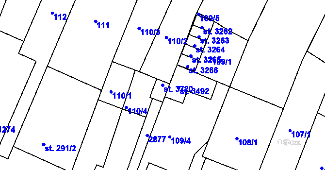 Parcela st. 3720 v KÚ Bystřice pod Hostýnem, Katastrální mapa