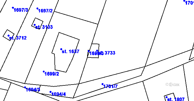Parcela st. 3733 v KÚ Bystřice pod Hostýnem, Katastrální mapa