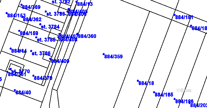 Parcela st. 884/359 v KÚ Bystřice pod Hostýnem, Katastrální mapa