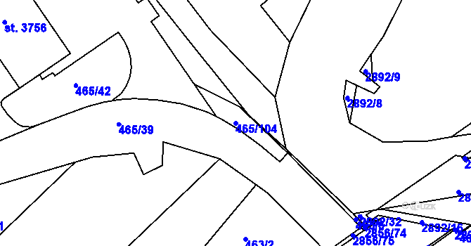 Parcela st. 465/104 v KÚ Bystřice pod Hostýnem, Katastrální mapa