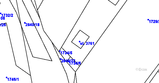 Parcela st. 3761 v KÚ Bystřice pod Hostýnem, Katastrální mapa
