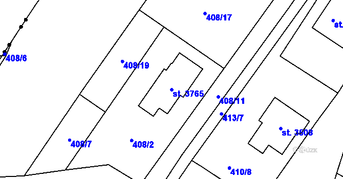 Parcela st. 3765 v KÚ Bystřice pod Hostýnem, Katastrální mapa