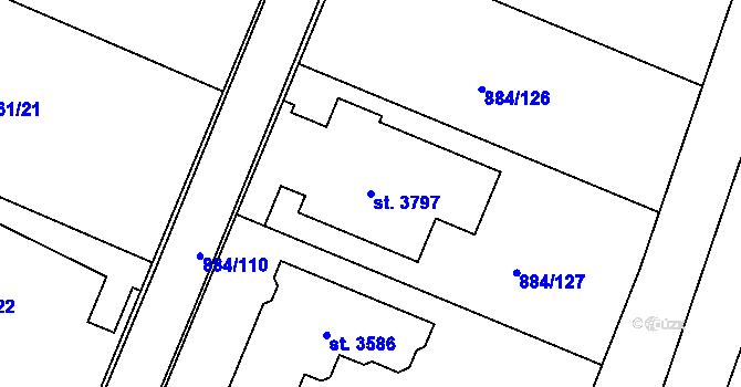 Parcela st. 3797 v KÚ Bystřice pod Hostýnem, Katastrální mapa