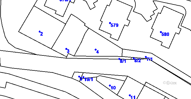 Parcela st. 4 v KÚ Rychlov u Bystřice pod Hostýnem, Katastrální mapa