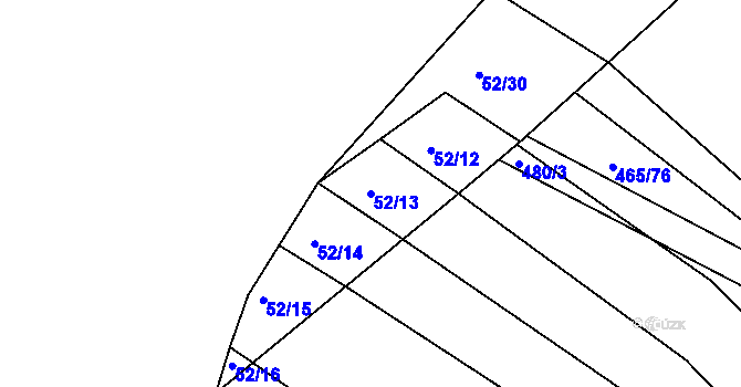 Parcela st. 52/13 v KÚ Rychlov u Bystřice pod Hostýnem, Katastrální mapa