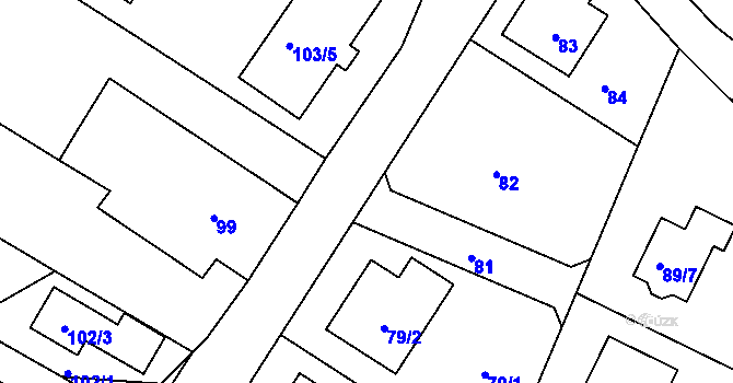 Parcela st. 97/2 v KÚ Rychlov u Bystřice pod Hostýnem, Katastrální mapa