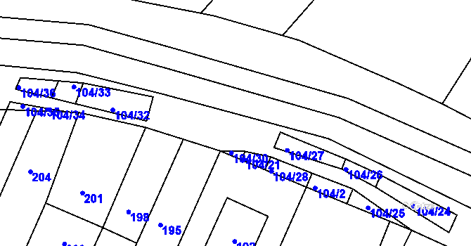 Parcela st. 104/29 v KÚ Rychlov u Bystřice pod Hostýnem, Katastrální mapa