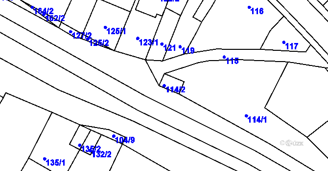Parcela st. 114/2 v KÚ Rychlov u Bystřice pod Hostýnem, Katastrální mapa