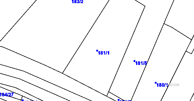 Parcela st. 181/1 v KÚ Rychlov u Bystřice pod Hostýnem, Katastrální mapa