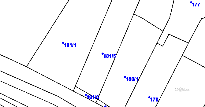 Parcela st. 181/5 v KÚ Rychlov u Bystřice pod Hostýnem, Katastrální mapa
