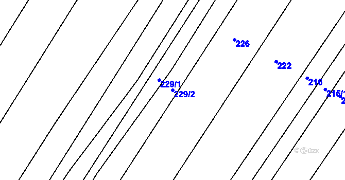 Parcela st. 229/2 v KÚ Rychlov u Bystřice pod Hostýnem, Katastrální mapa
