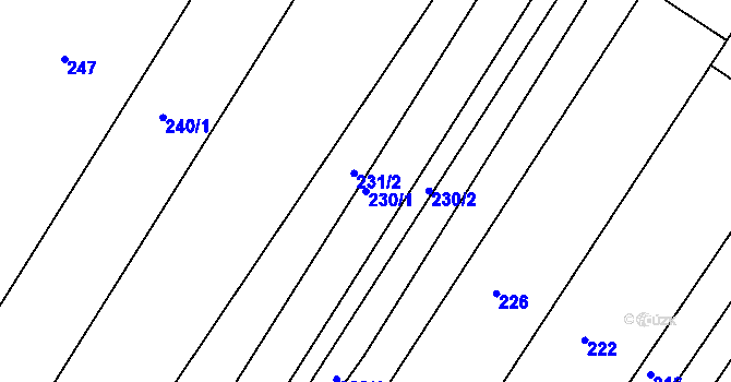 Parcela st. 230/1 v KÚ Rychlov u Bystřice pod Hostýnem, Katastrální mapa