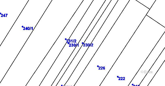 Parcela st. 230/2 v KÚ Rychlov u Bystřice pod Hostýnem, Katastrální mapa