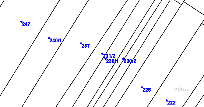 Parcela st. 231/2 v KÚ Rychlov u Bystřice pod Hostýnem, Katastrální mapa