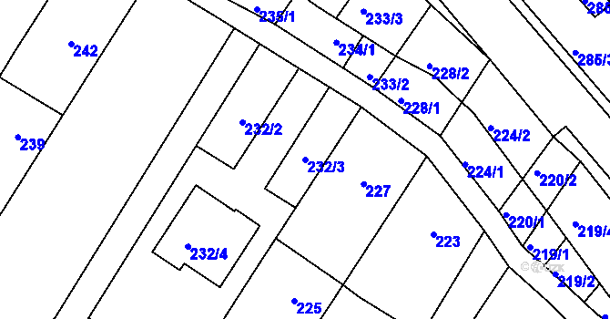 Parcela st. 232/3 v KÚ Rychlov u Bystřice pod Hostýnem, Katastrální mapa