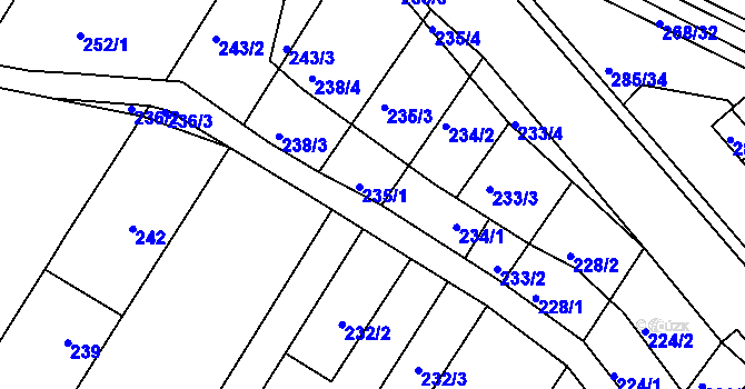 Parcela st. 235/2 v KÚ Rychlov u Bystřice pod Hostýnem, Katastrální mapa