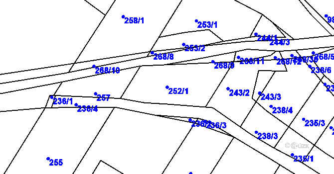 Parcela st. 252/1 v KÚ Rychlov u Bystřice pod Hostýnem, Katastrální mapa