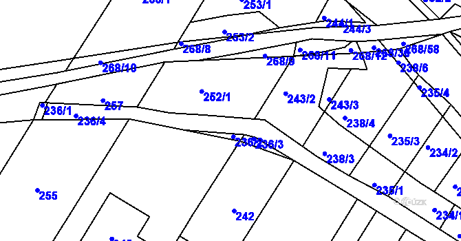 Parcela st. 252/2 v KÚ Rychlov u Bystřice pod Hostýnem, Katastrální mapa