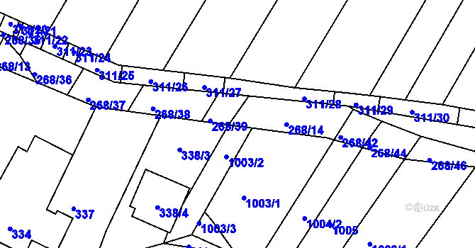 Parcela st. 268/40 v KÚ Rychlov u Bystřice pod Hostýnem, Katastrální mapa