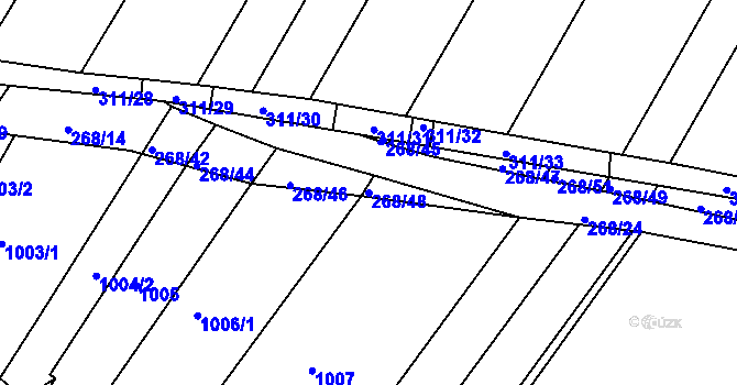 Parcela st. 268/48 v KÚ Rychlov u Bystřice pod Hostýnem, Katastrální mapa